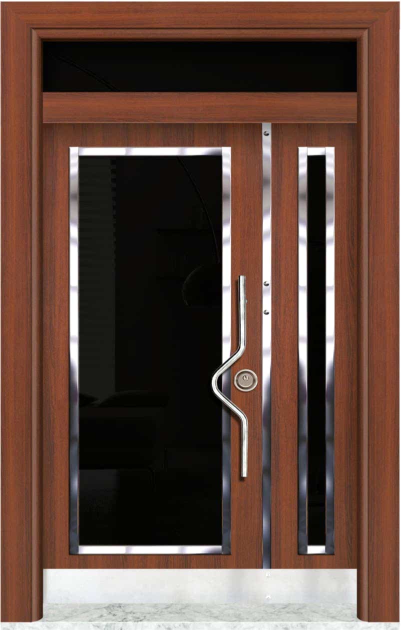 Çelik Villa Kapısı Renkli Camlı